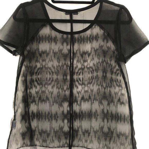 Black, White, Grey See-Through Tribal Top - Picture 2 of 2